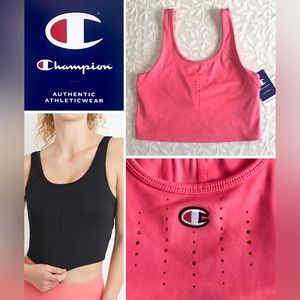 🆕 Champion Womens Crop Top Small Pink Moisture Wicking Anti-Odor Shelf Bra NWT